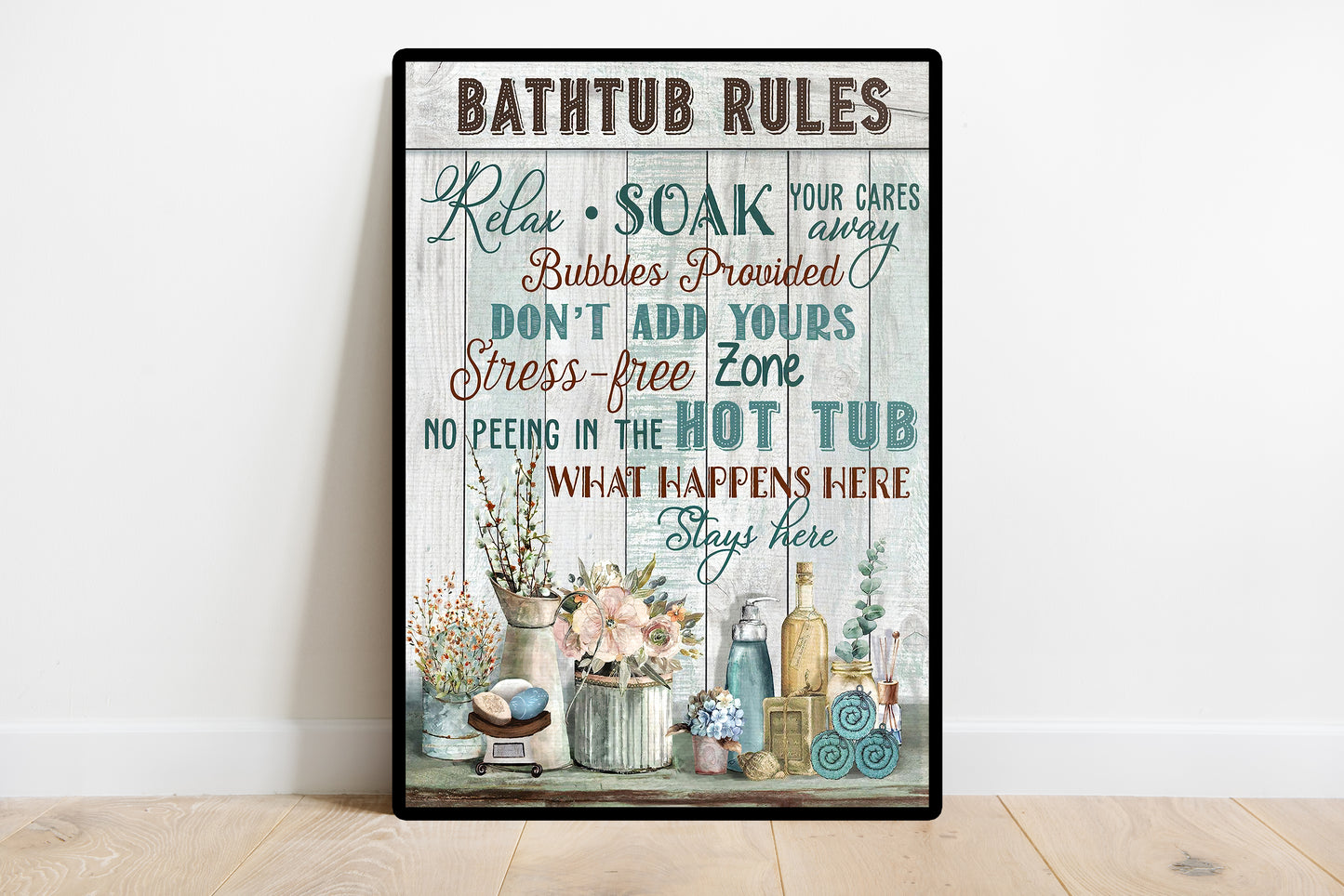 Vintage Bathtub Rules Bathroom Poster