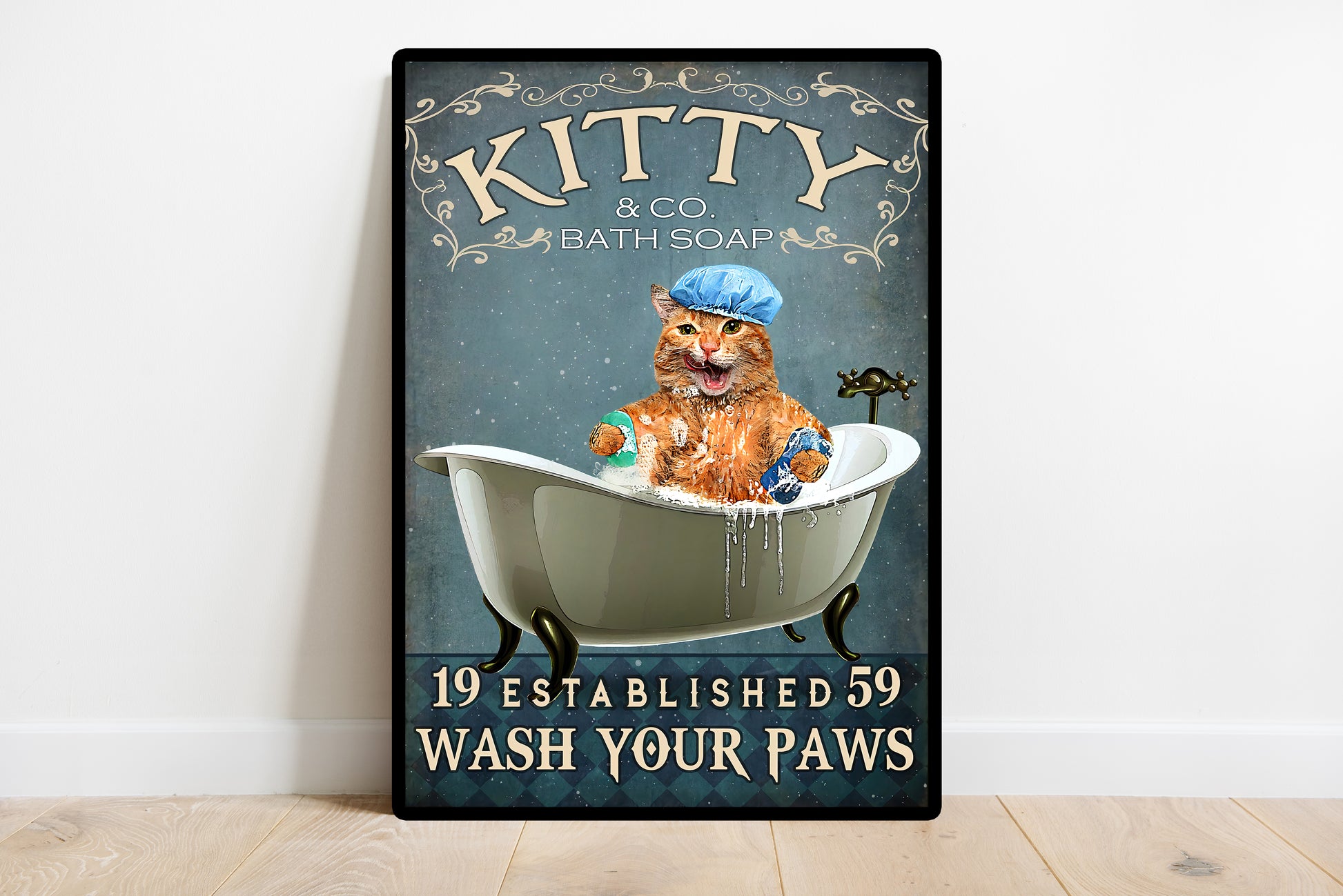 Funny Kitty Cat Bath Soap Company Bathroom Poster