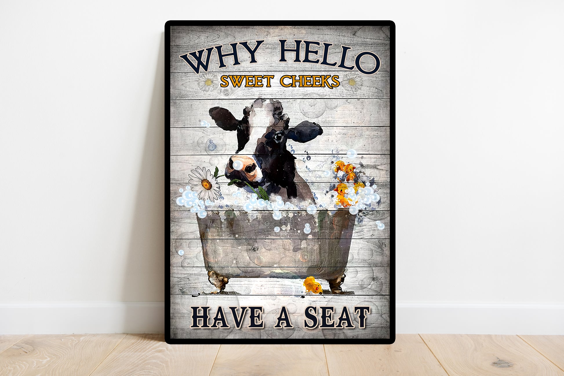 Funny Cow Why Hello Sweet Cheeks Have A Seat Poster