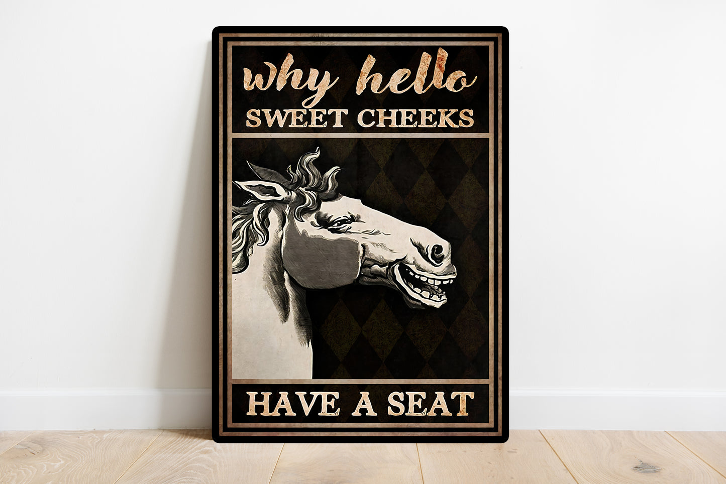 Funny Horse Why Hello Sweet Cheeks Have A Seat Bathroom Poster