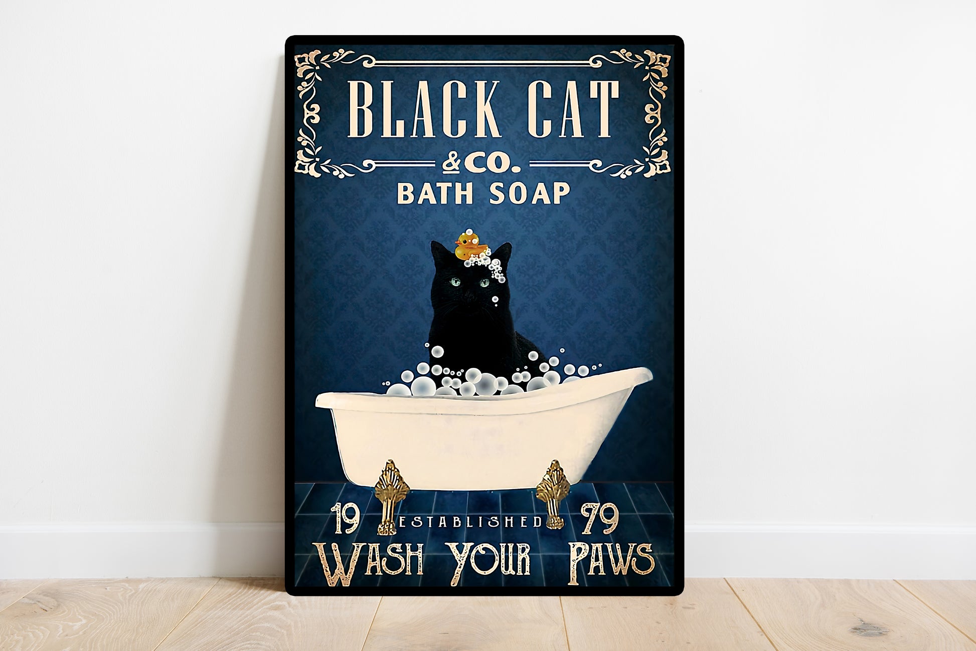 Funny Black Cat Bath Soap Company Bathroom Poster