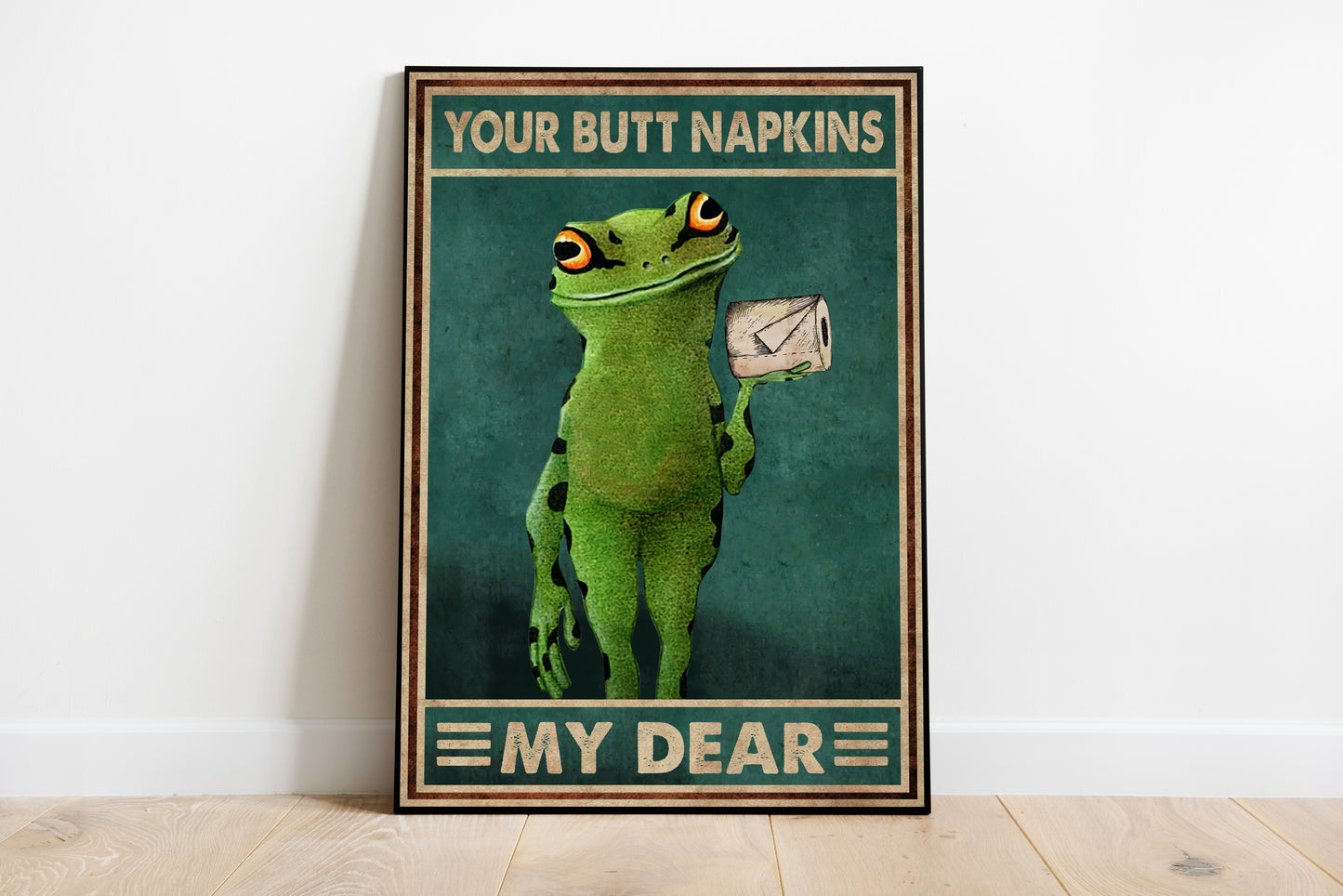 Funny Frog Bathroom Poster