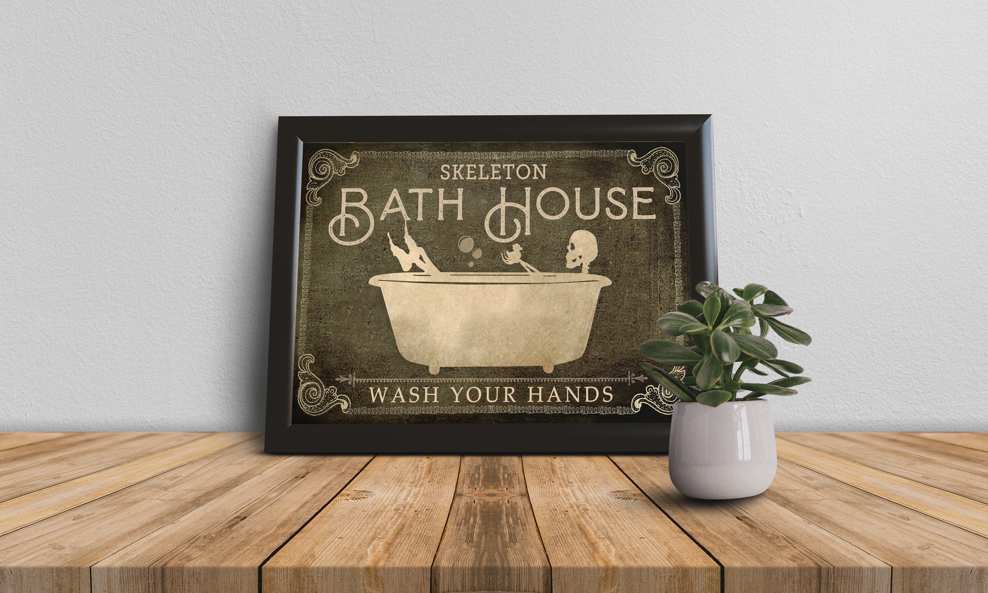 Funny Skeleton Wash Your Hands Bathroom Poster