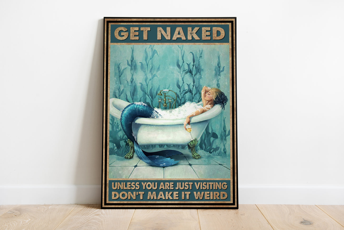 Funny Mermaid Bathroom Poster