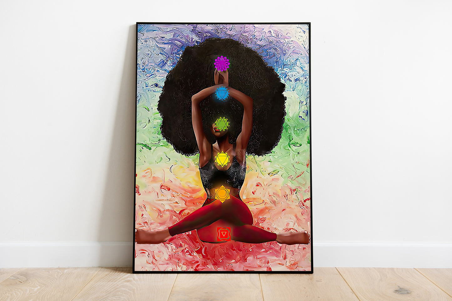 Black Woman Seven Chakras Yoga Vertical Poster