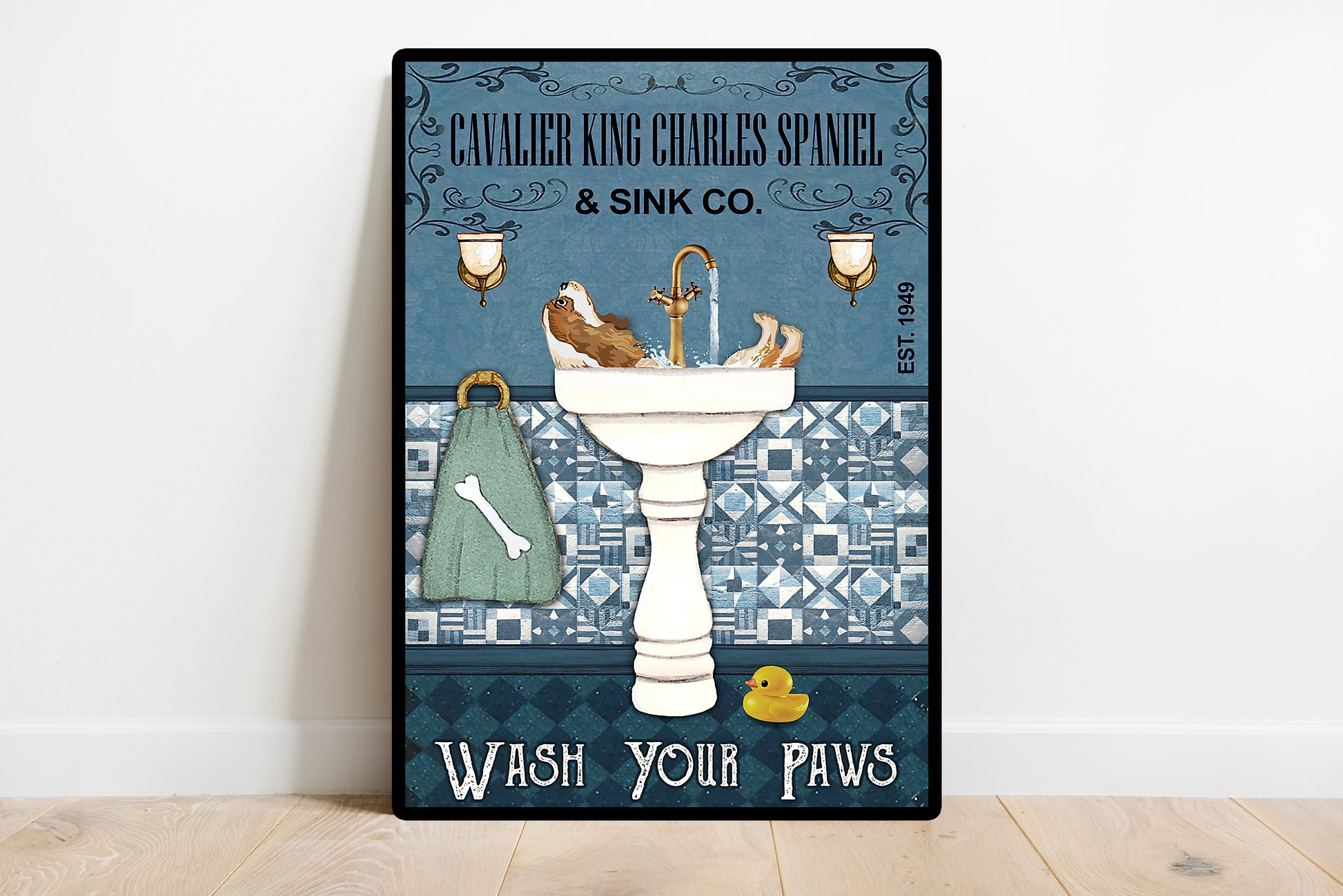 Funny Cavalier King Charles Spanel Bathroom Poster