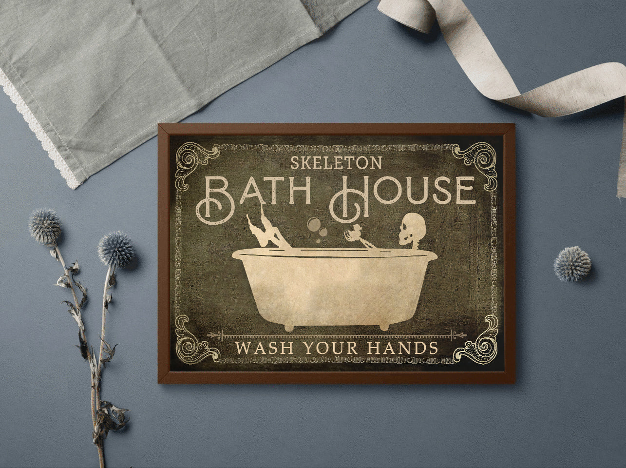 Funny Skeleton Wash Your Hands Bathroom Poster