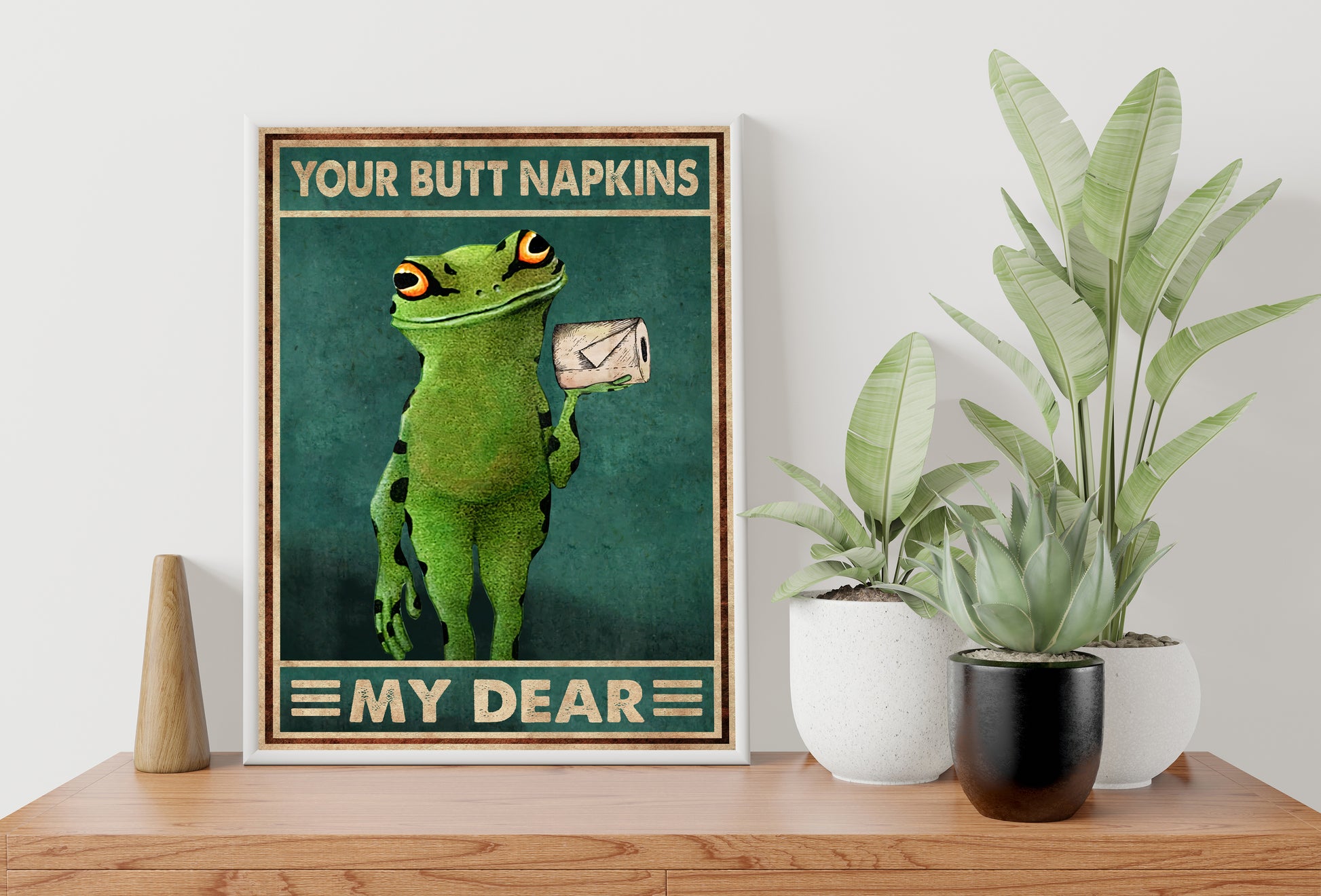 Funny Frog Bathroom Poster