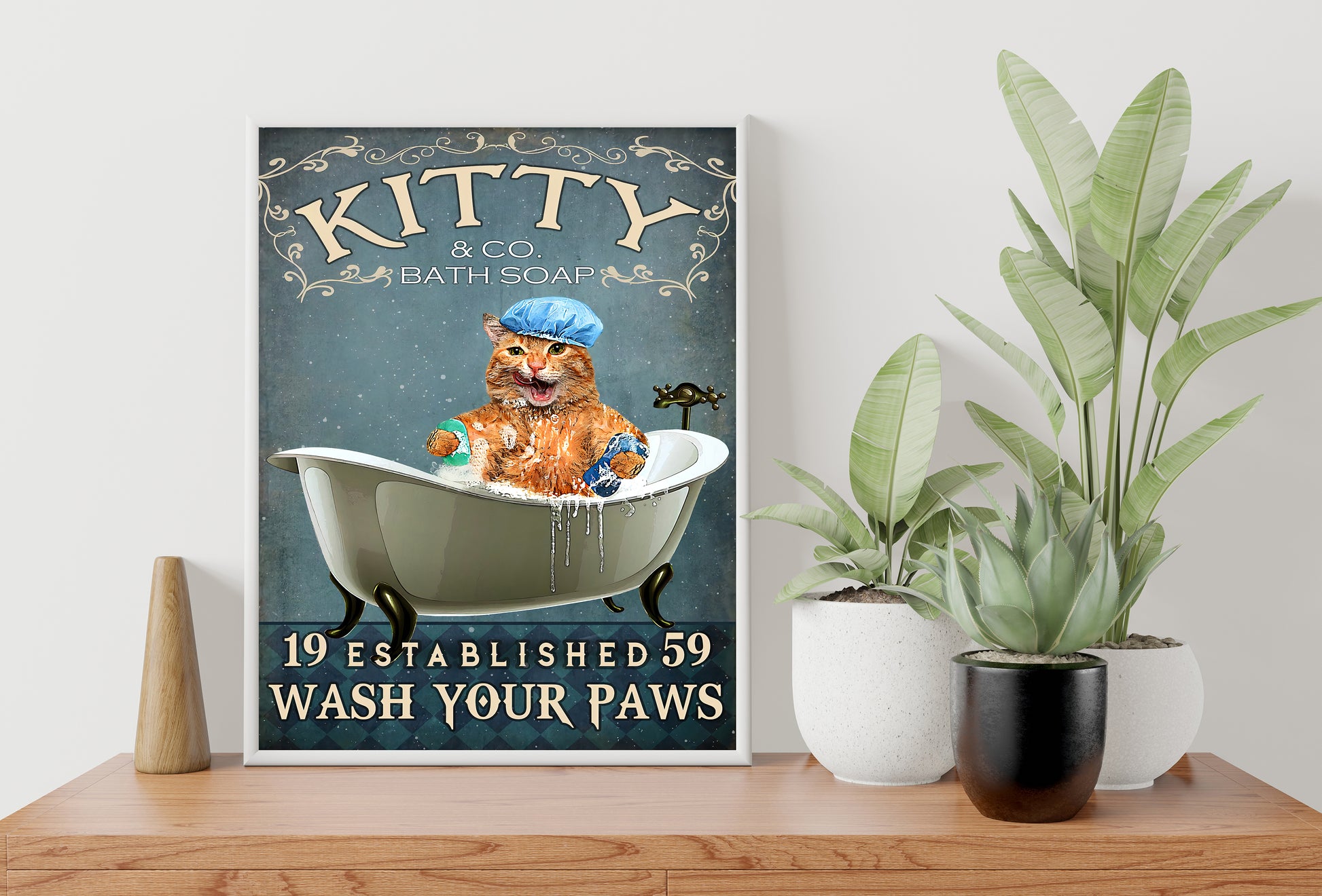 Funny Kitty Cat Bath Soap Company Bathroom Poster