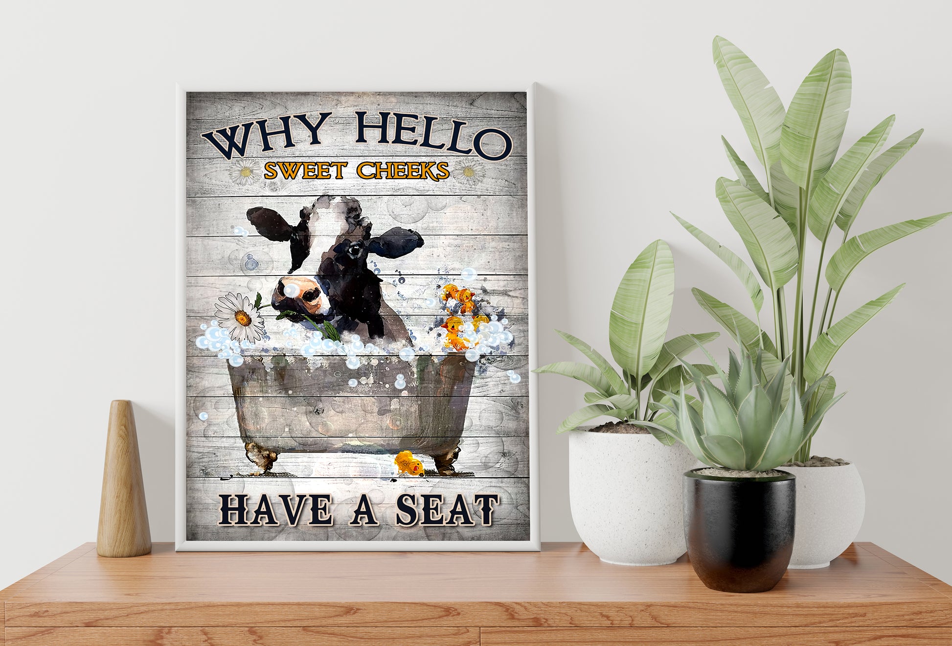 Funny Cow Why Hello Sweet Cheeks Have A Seat Poster