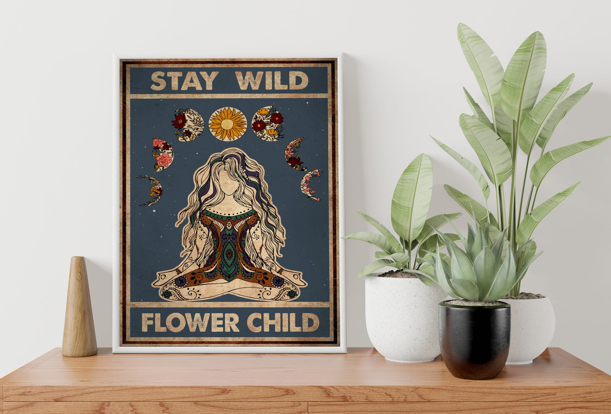 Stay Wild Flower Child Yoga Vertical Poster