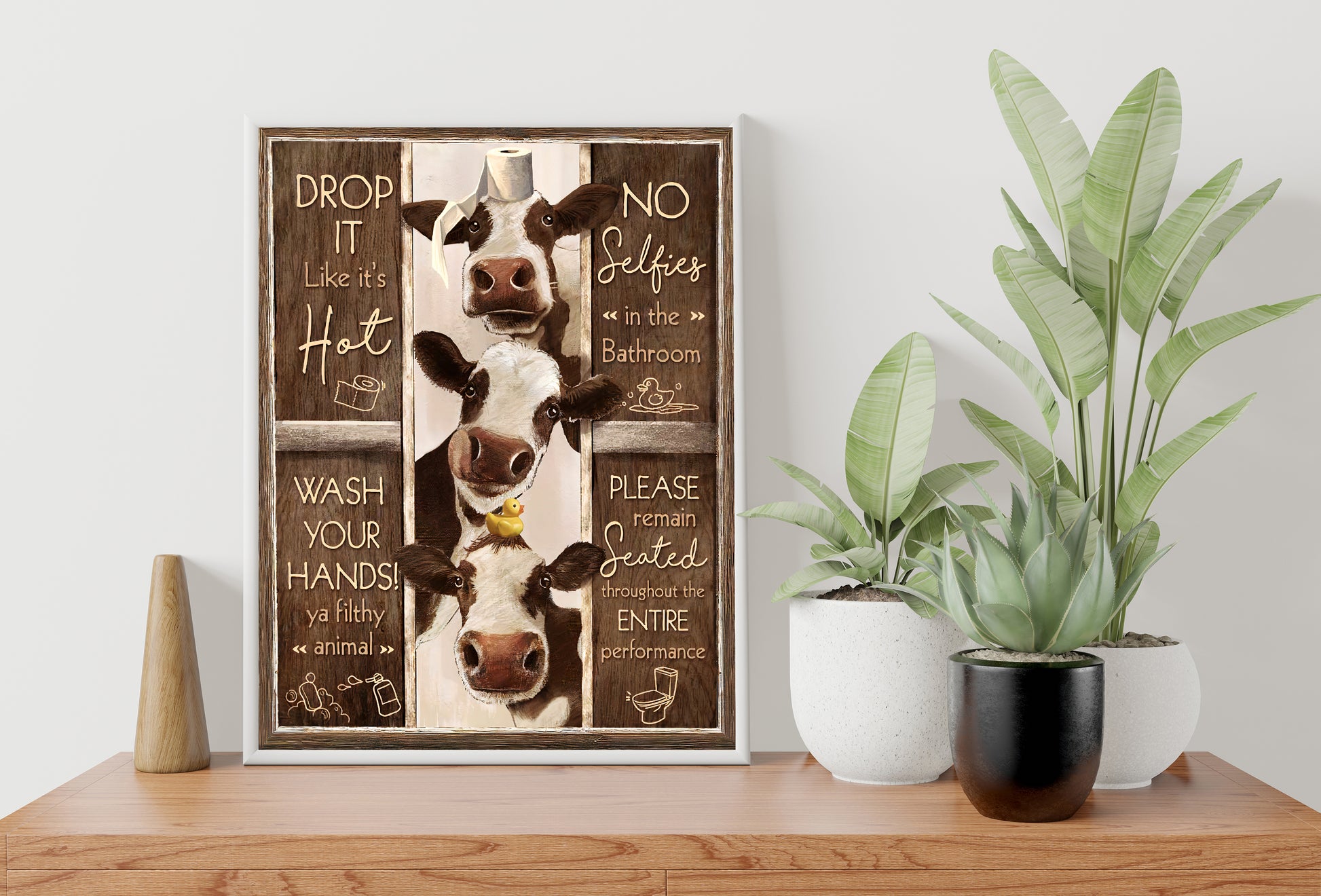 Funny Cow Bathroom Rules Poster