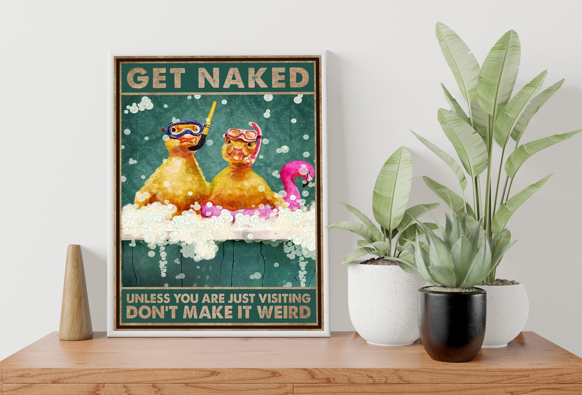 Funny Duck Anima Bathroom Poster