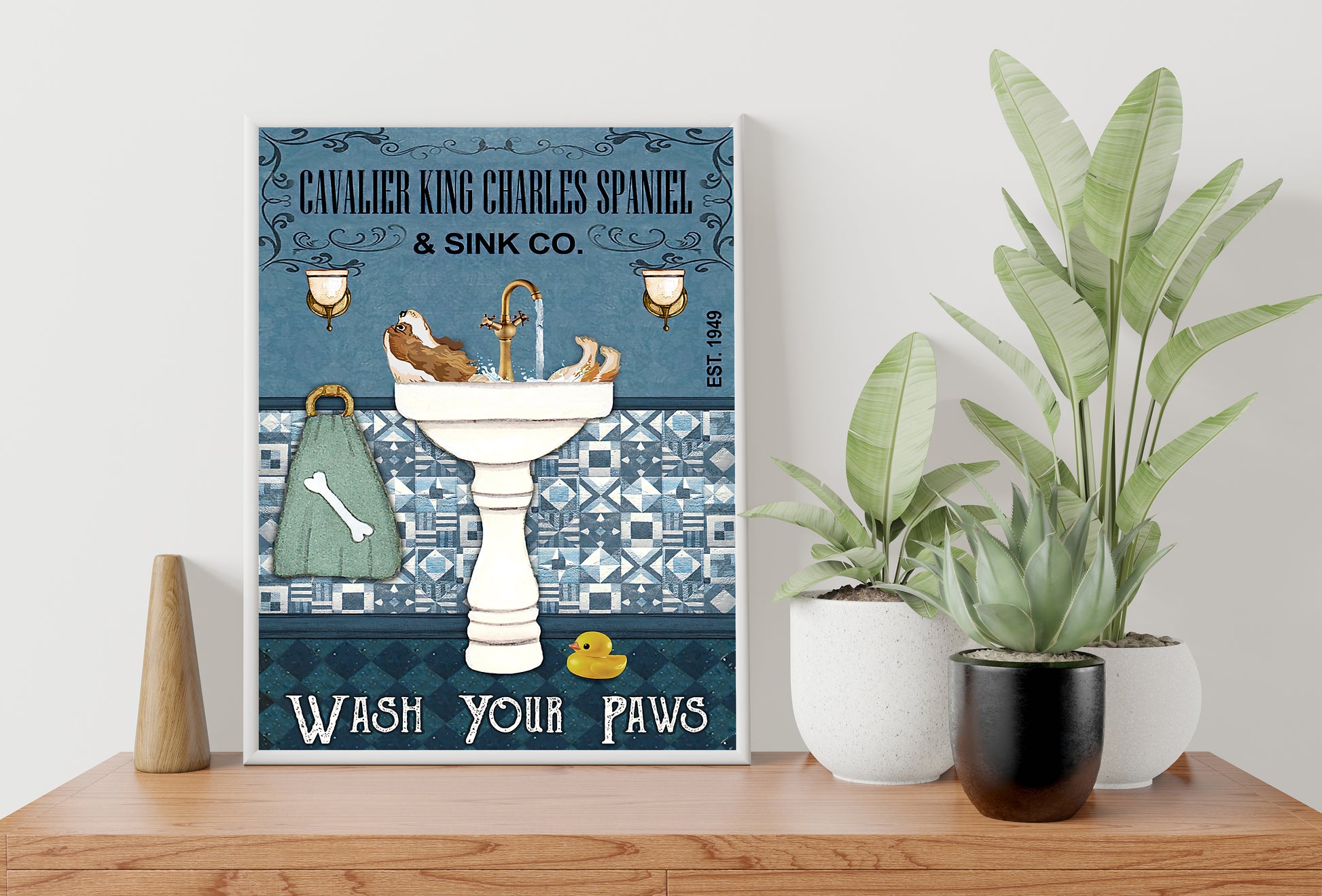 Funny Cavalier King Charles Spanel Bathroom Poster