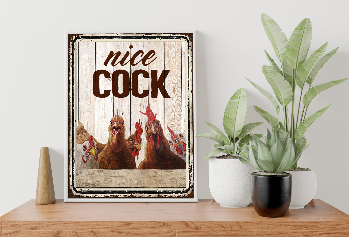 Funny Bathroom Chicken Nice Cock Poster