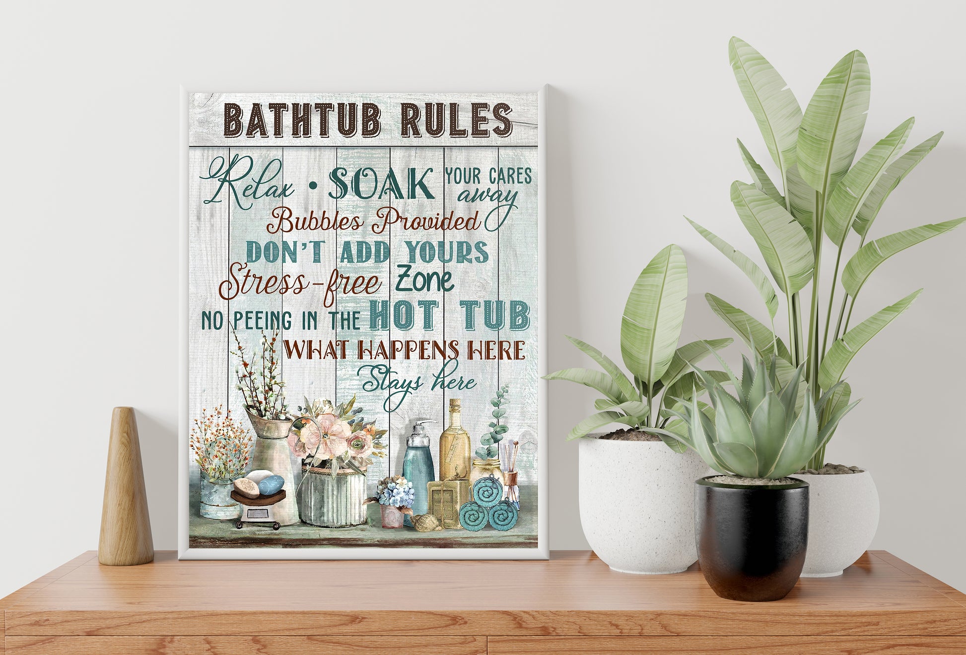 Vintage Bathtub Rules Bathroom Poster