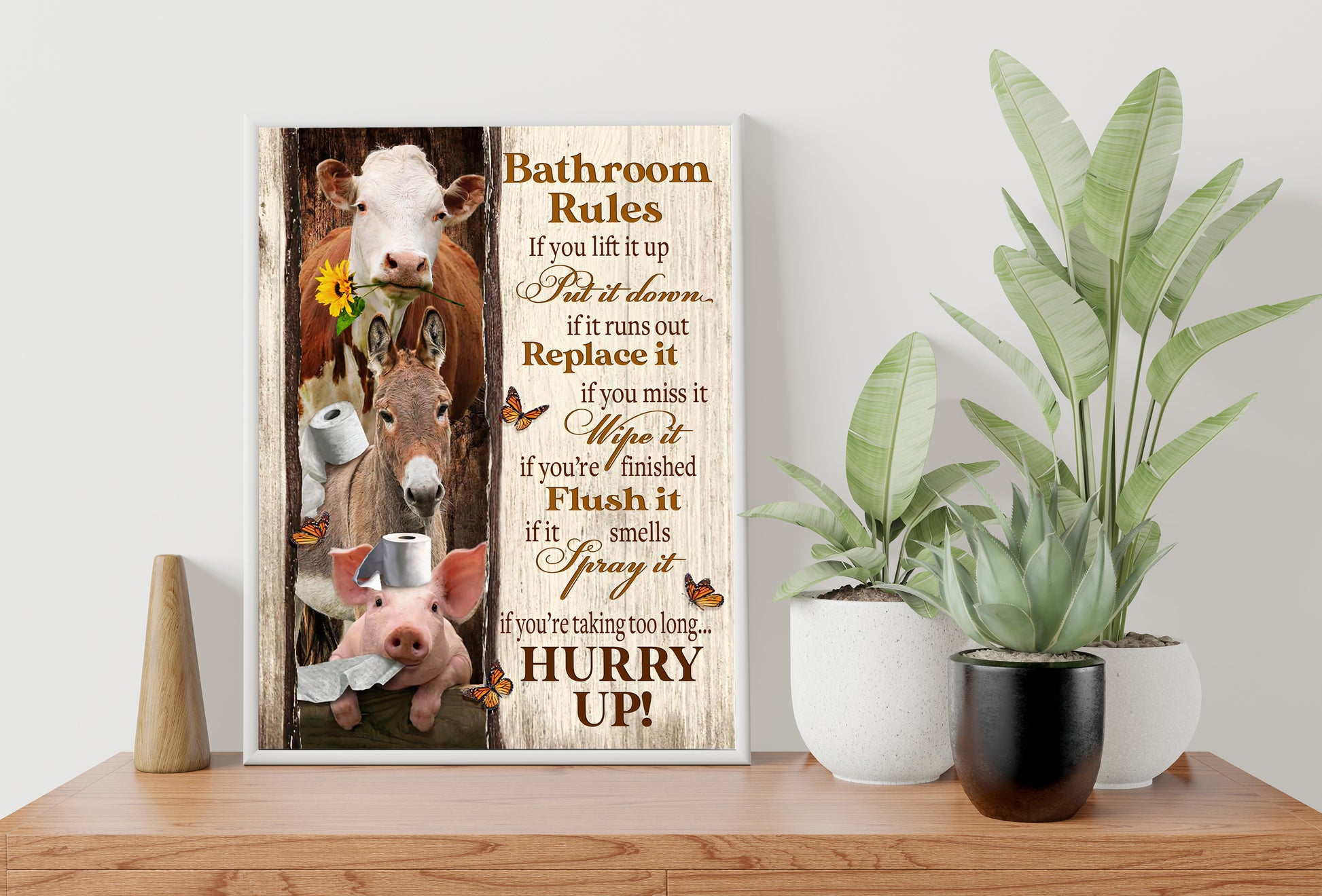 Funny Bathroom Rules Farm Animals Poster