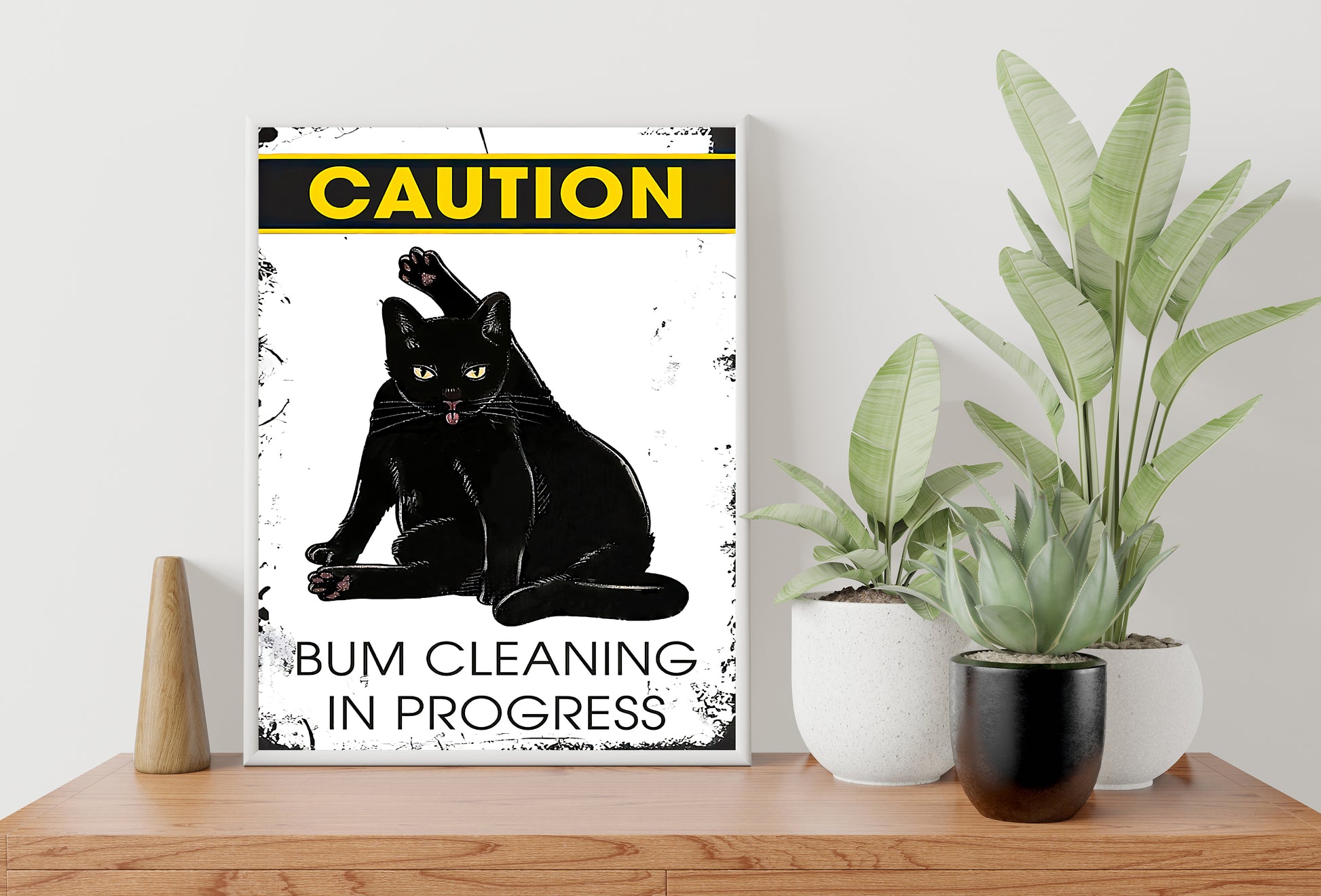 Funny Black Cat Bathroom Poster