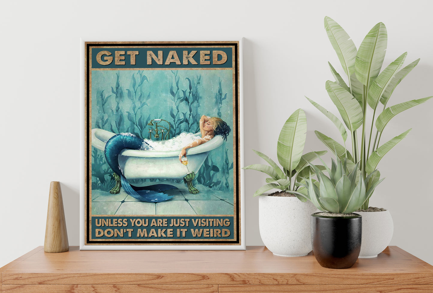 Funny Mermaid Bathroom Poster