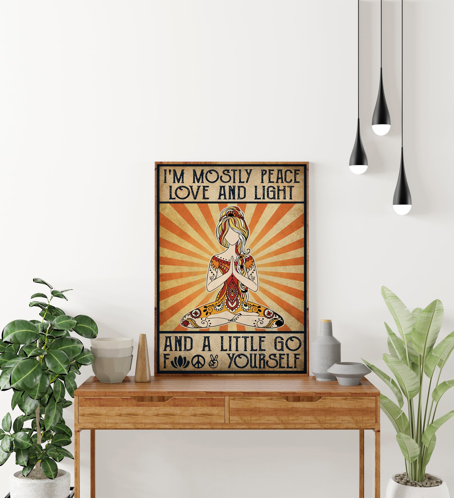 I'm Mostly Peace Love and Light Yoga Vertical Poster