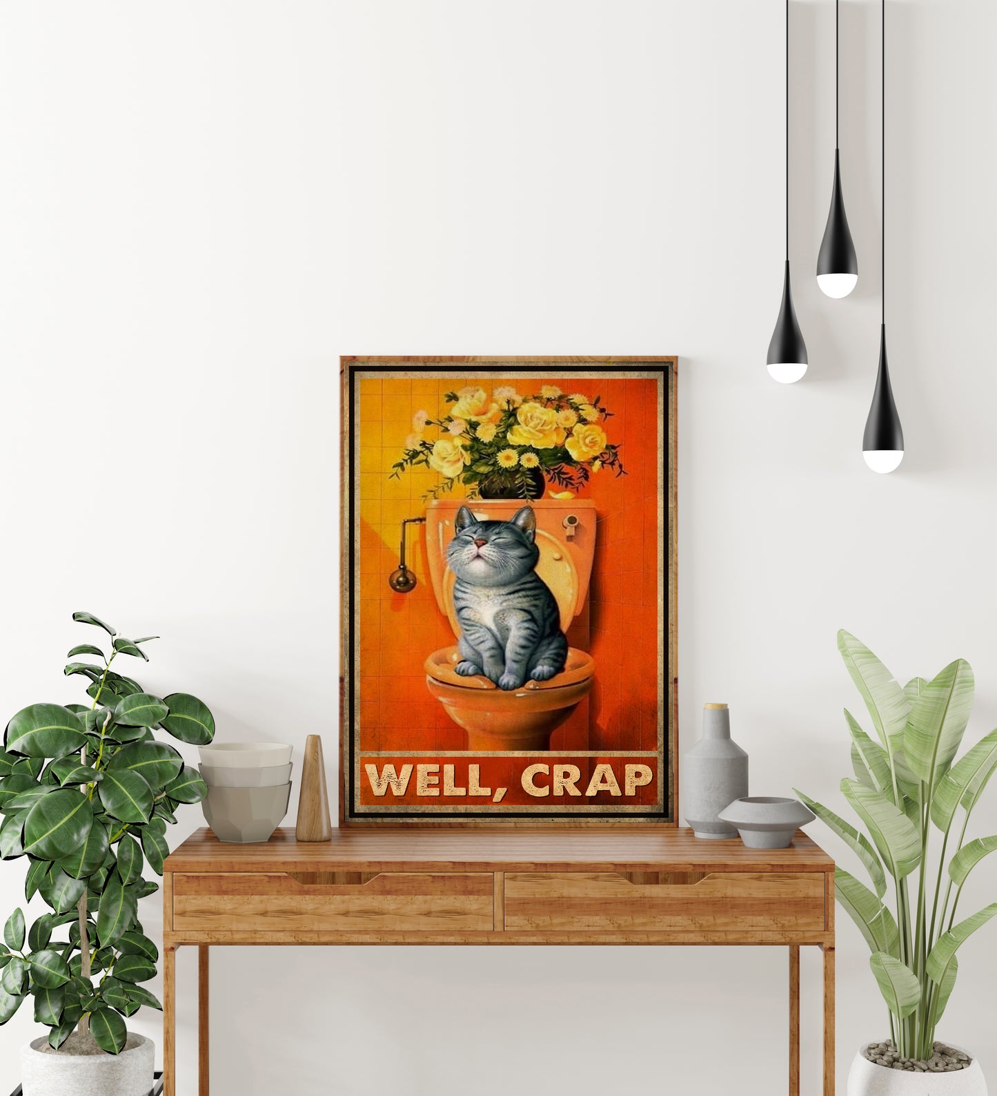 Funny Cat Well Crap Bathroom Poster