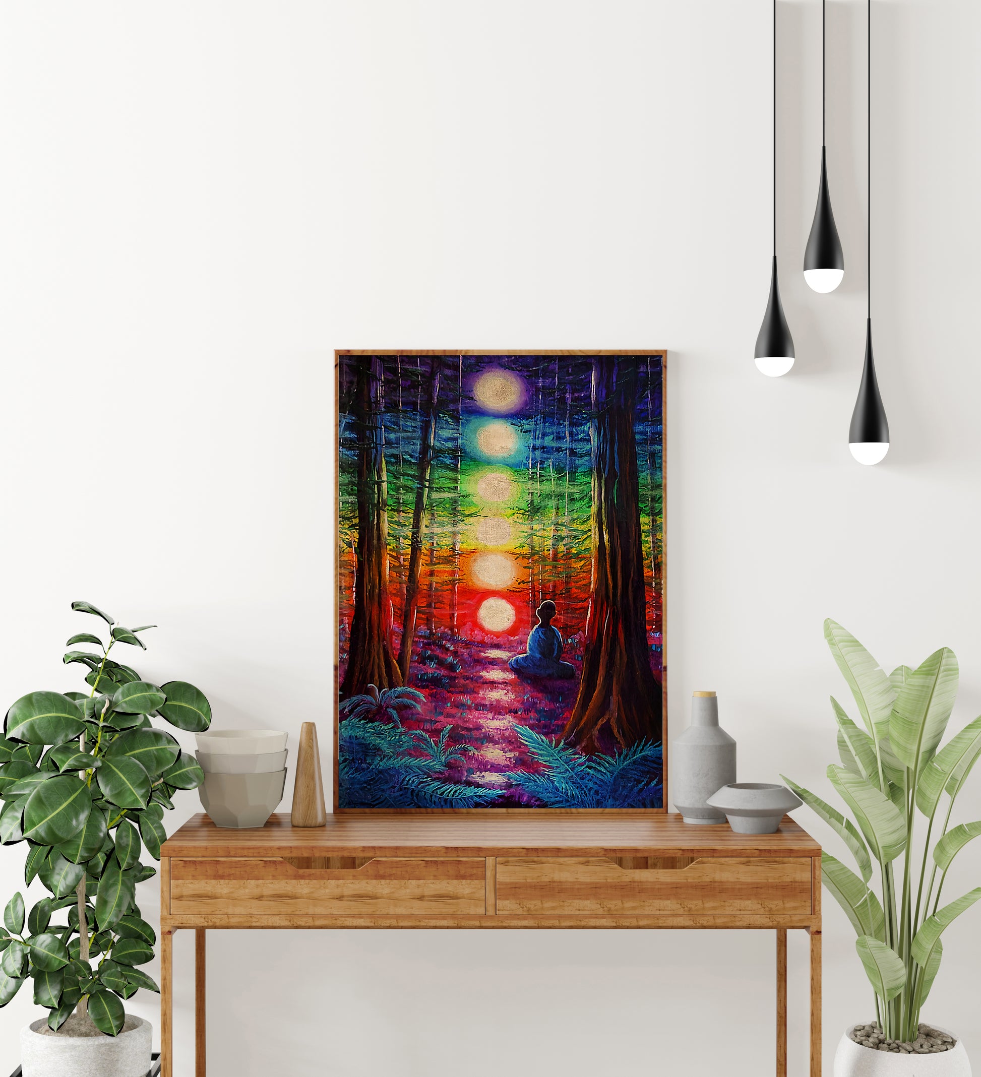 Seven Chakras Abstract Yoga Vertical Poster