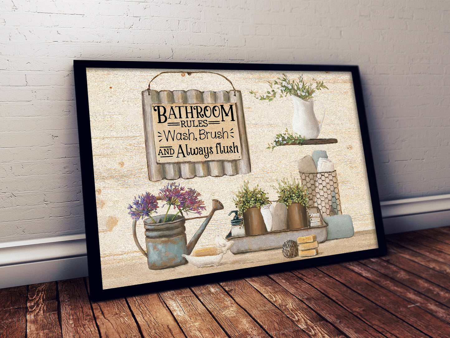 Vintage Bathroom Rules Poster