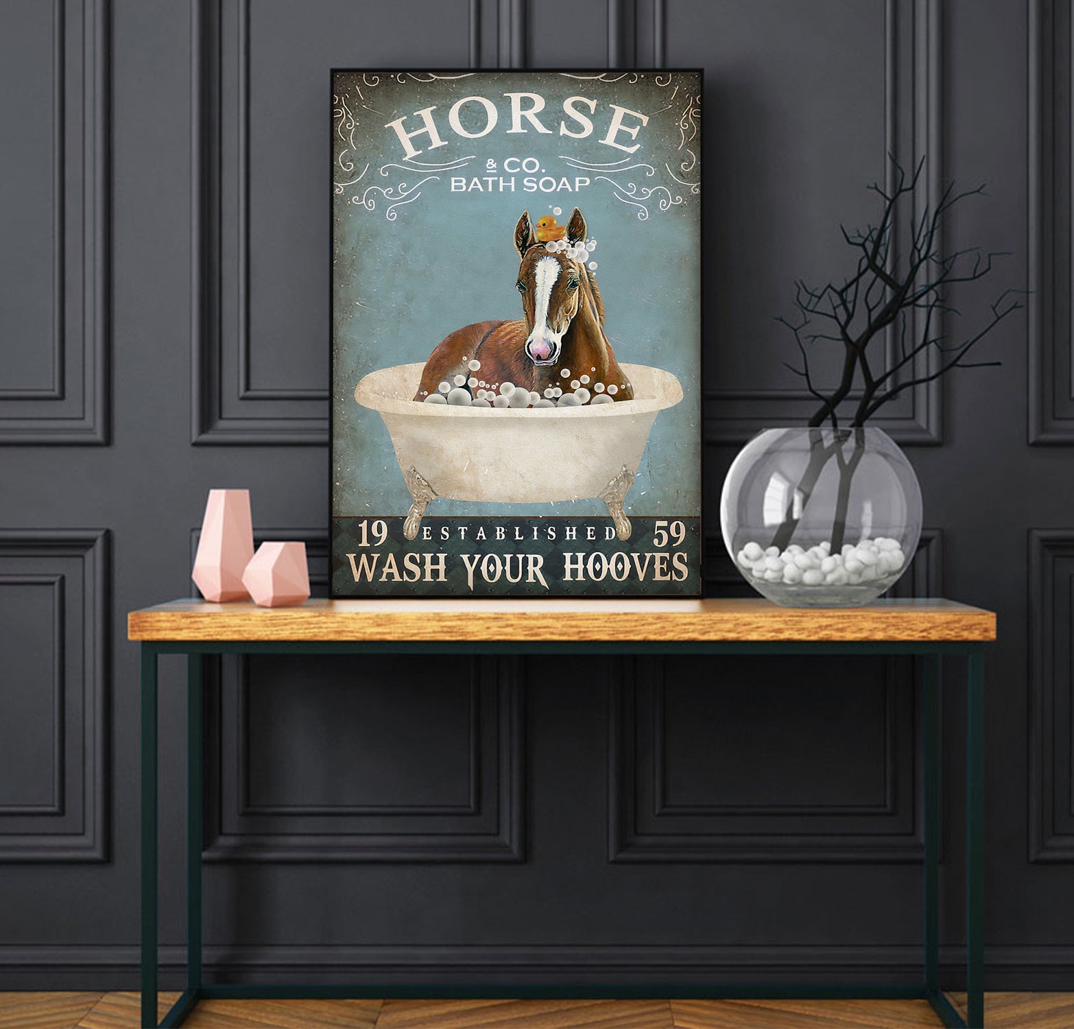 Funny Horse Bath Soap Company Bathroom Poster