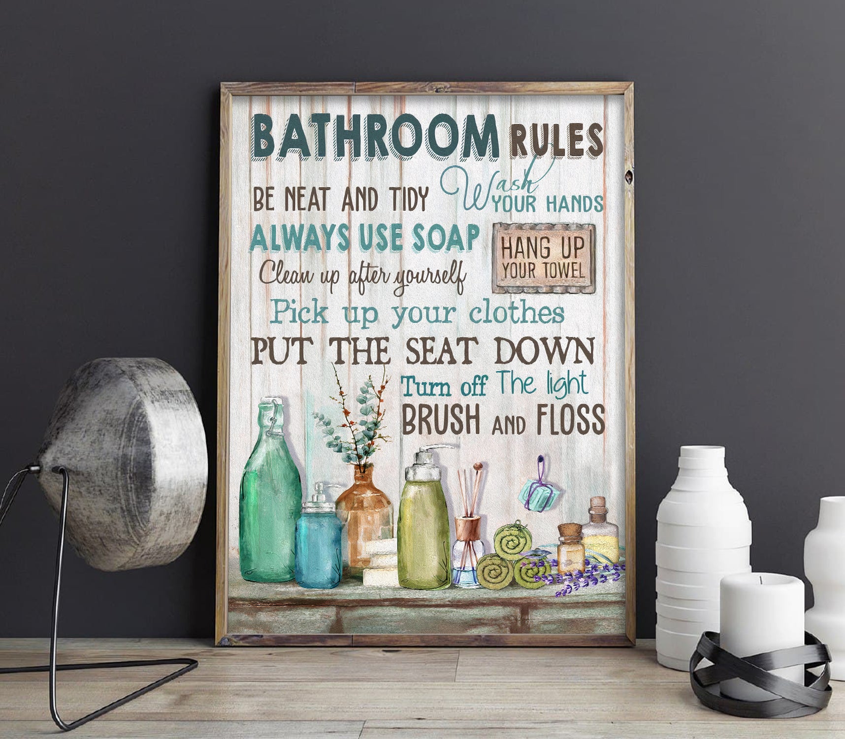 Vintage Bathroom Rules Poster