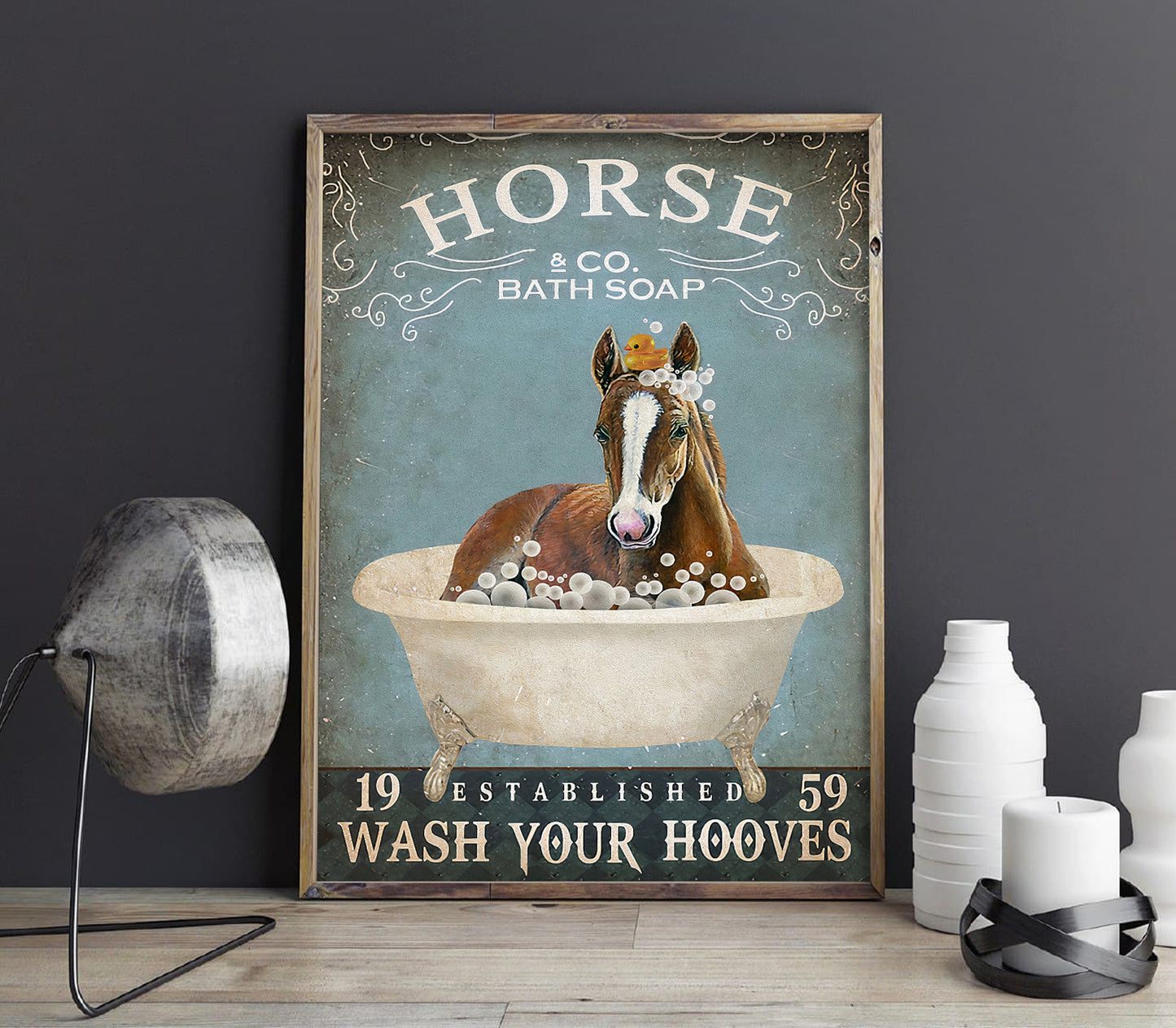 Funny Horse Bath Soap Company Bathroom Poster