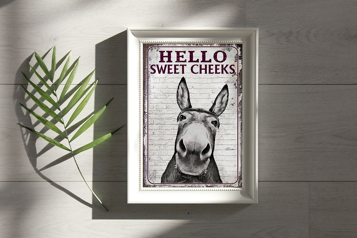 Funny Donkey Hello Sweet Cheeks Bathroom Poster