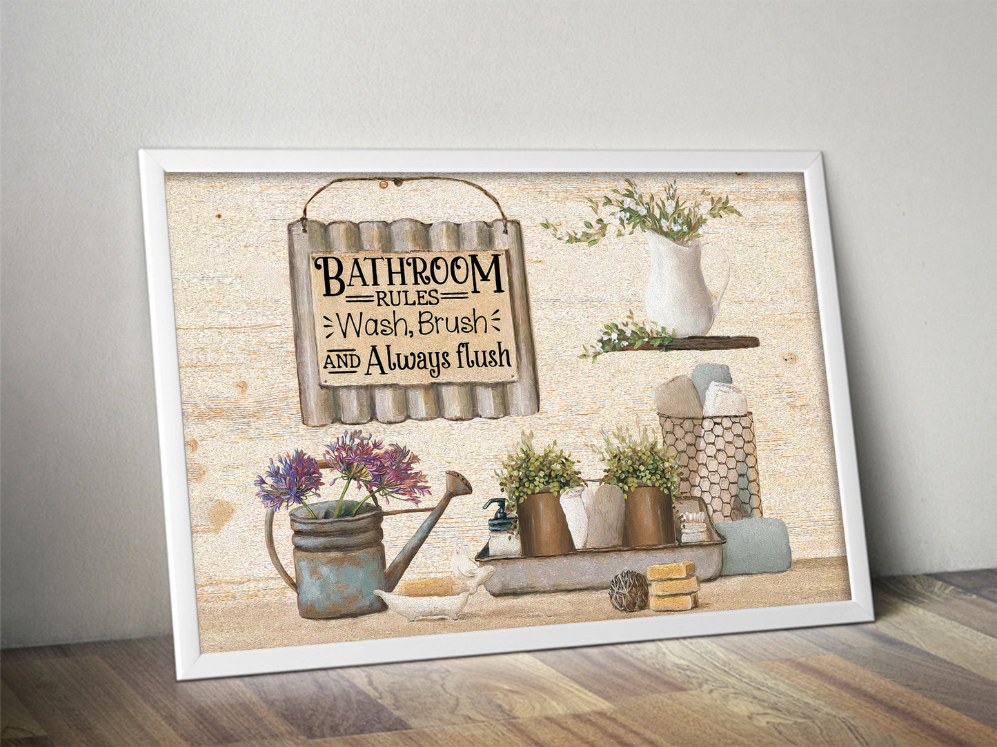 Vintage Bathroom Rules Poster