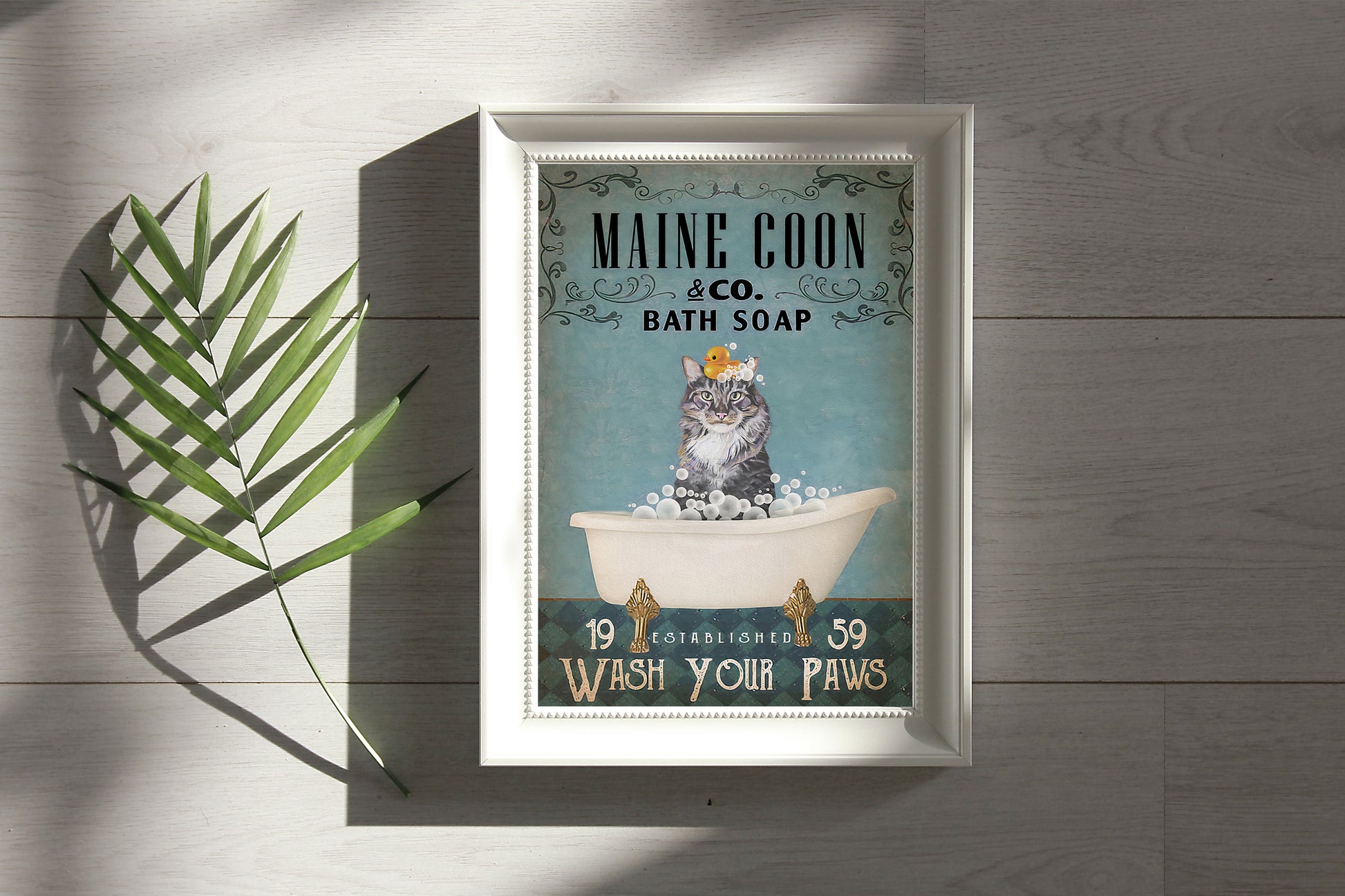 Funny Maine Coon Cat Bath Soap Company Bathroom Poster