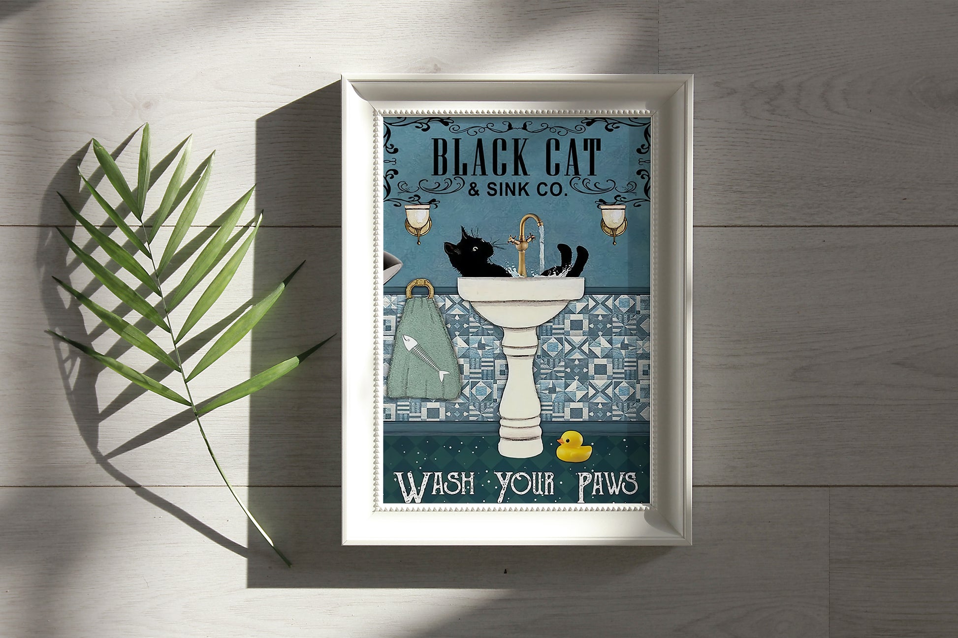 Funny Black Cat Sink Company Bathroom Poster