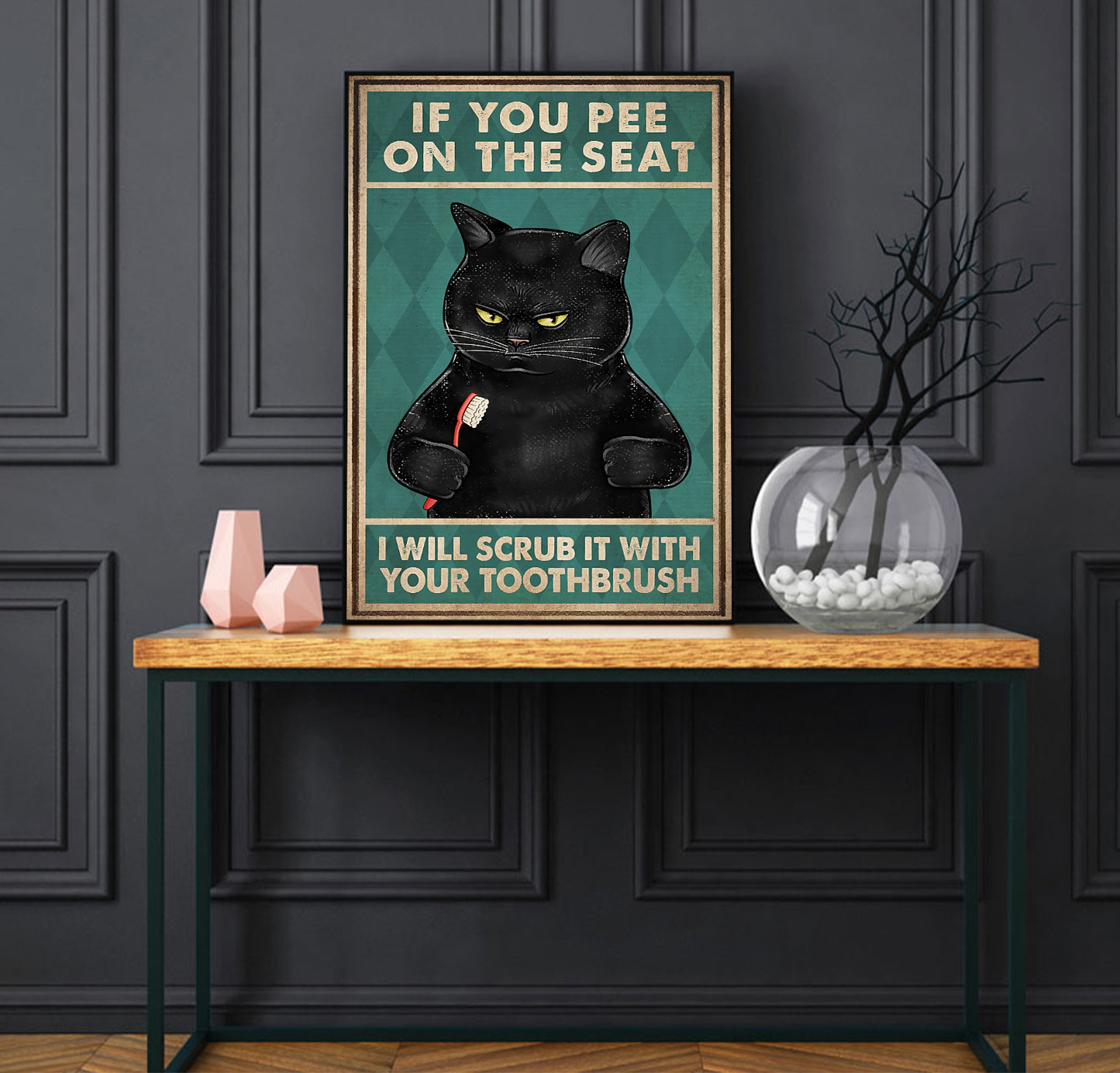 Funny Black Cat If You Pee On The Seat Bathroom Poster