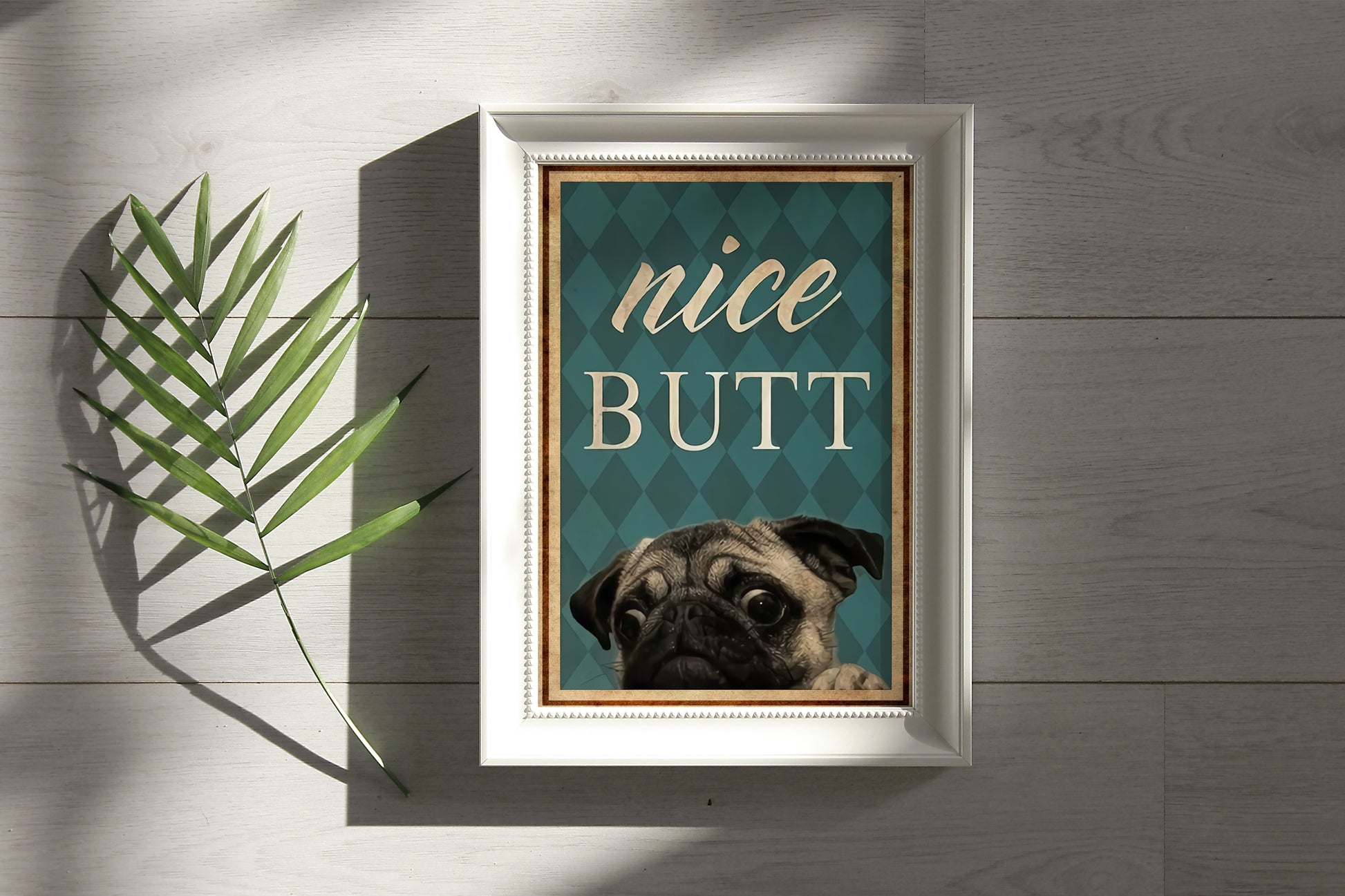 Funny Pug Nice Butt Bathroom Poster