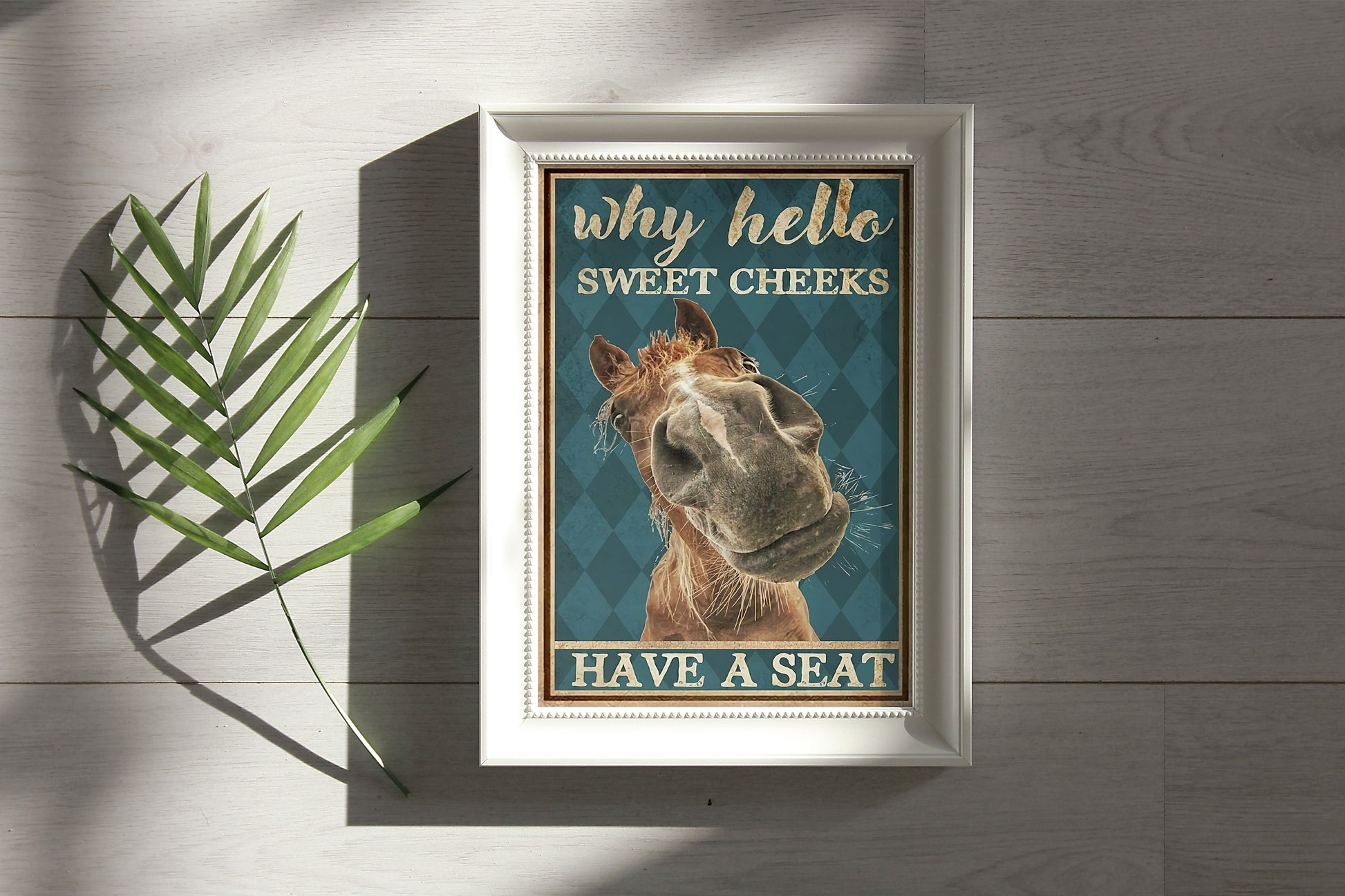 Funny Horse Why Hello Sweet Cheeks Have A Seat Bathroom Poster