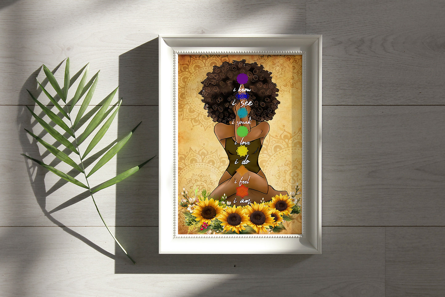 Black Woman Seven Chakras Yoga Vertical Poster