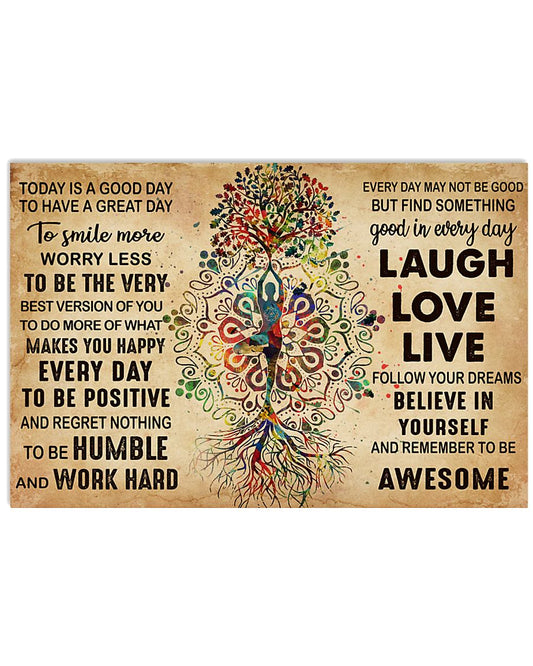 Laugh Love Like Follow Your Dreams Yoga Vertical Poster