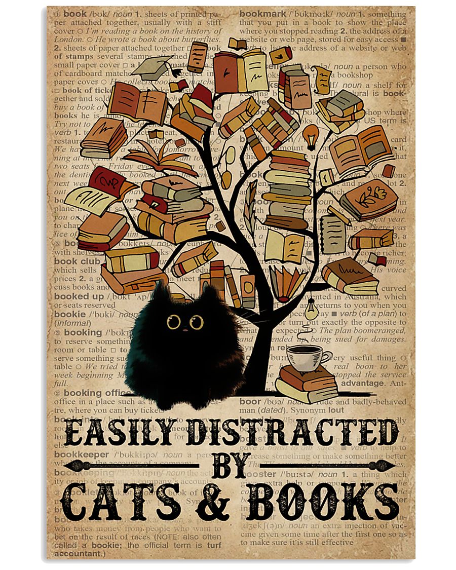 Dictionary Easily Distracted Tree Book And Cats