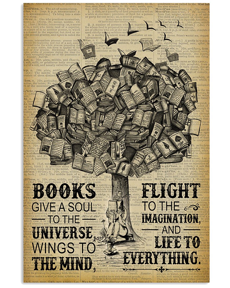 Books Give A Soul Book Tree Reading Girl