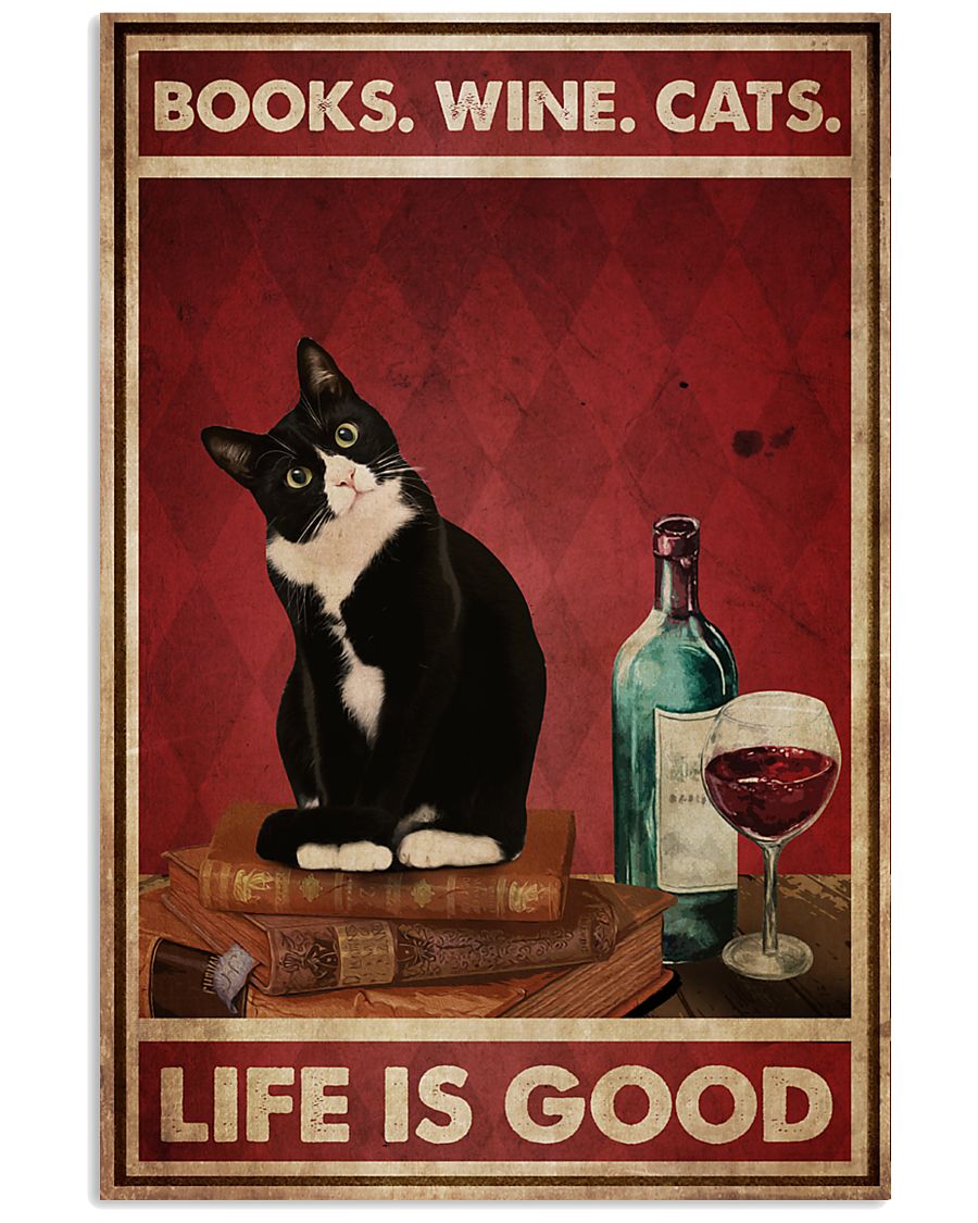 Books Wine Cats Life Is Good