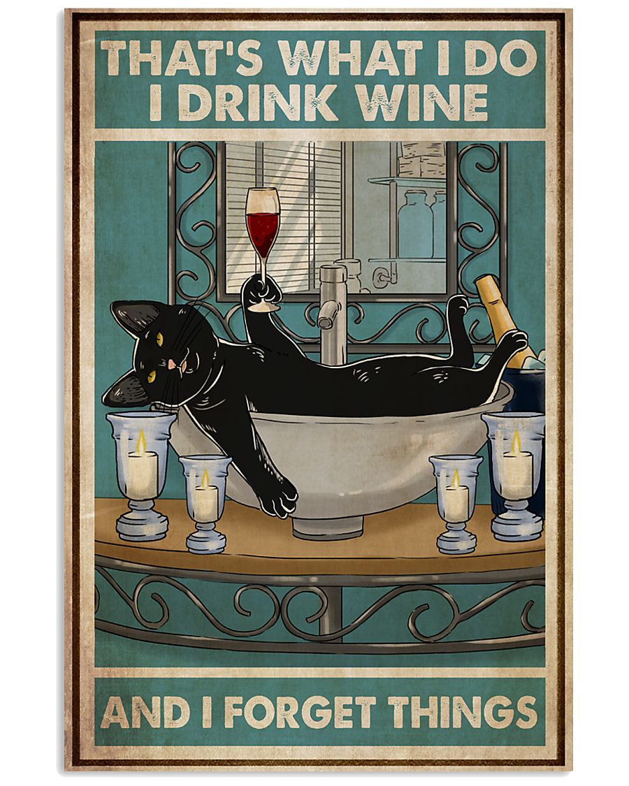 Black Cat Drink Wine Forget Things