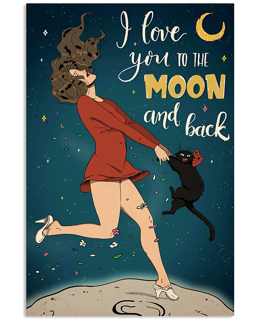 Girl Dancing With Cat On The Moon