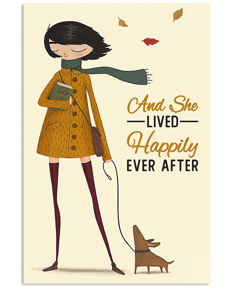 Autumn Girl Lived Happily Dog Reading