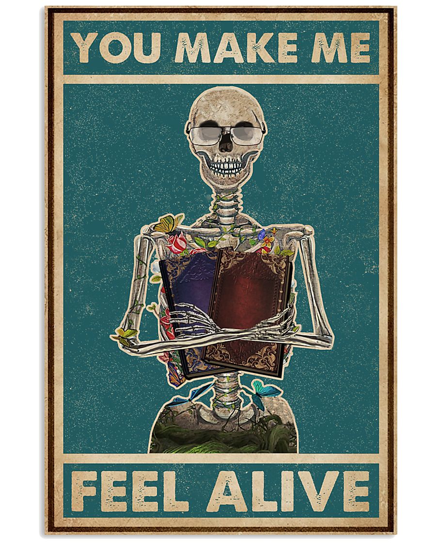 Retro Teal Feel Alive Reading Skeleton