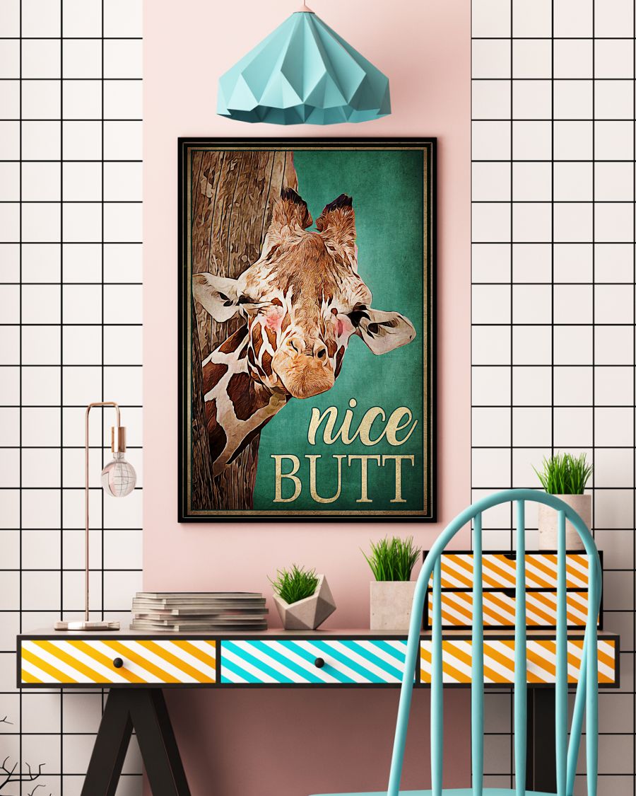 Nice Butt Poster - Giraffe Funny Toilet Poster - Bathroom Decor - No Frame Full Size 11''x17'' 16''x24'' 24''x36''