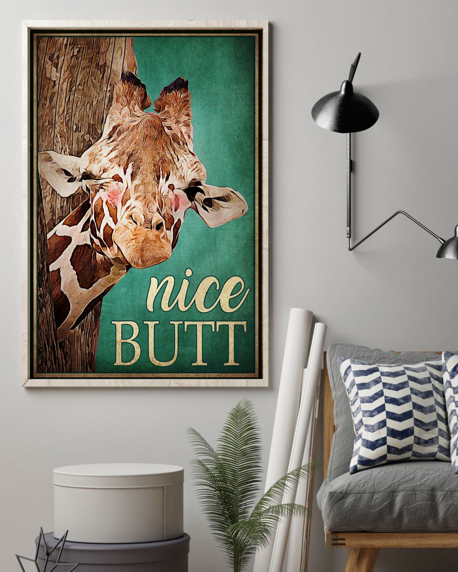 Nice Butt Poster - Giraffe Funny Toilet Poster - Bathroom Decor - No Frame Full Size 11''x17'' 16''x24'' 24''x36''