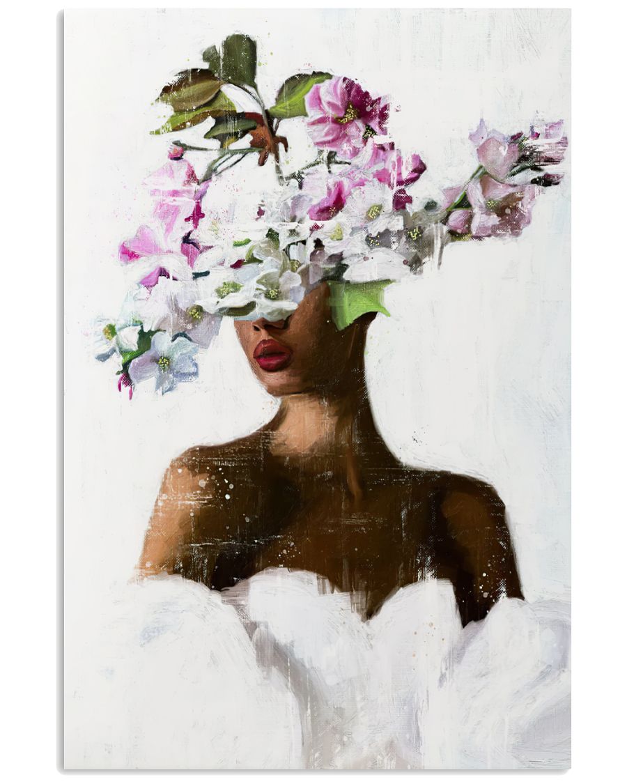 African Woman Art, Flower Head Woman, Black Woman Wall Art, Black Girl Wall Art, Boho Art, Fashion print, Printable Art