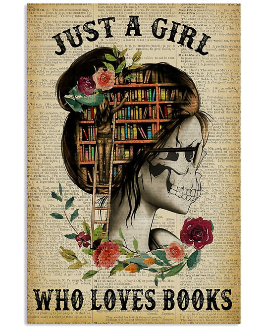 A Girl Who Loves Books Skeleton Reading